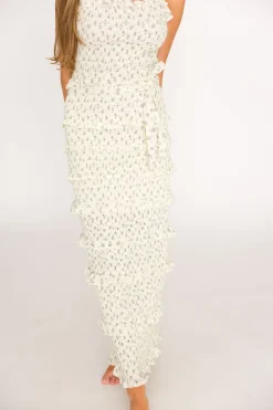 New Worth Collective Harley Maxi Dress in Gray Floral - Bump Friendly