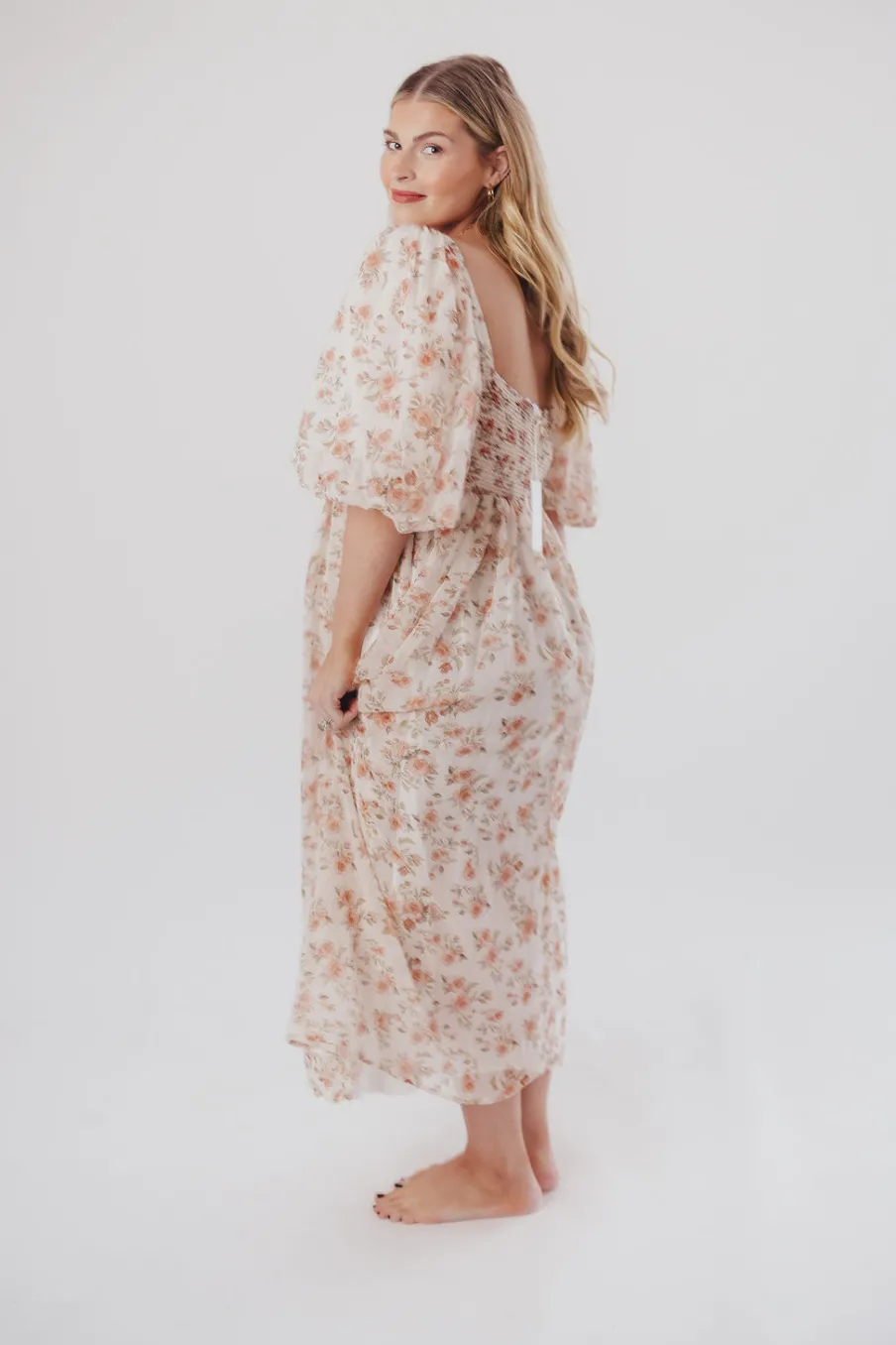 Sale Worth Collective Harlow Maxi Dress in Ivory Floral - Bump Friendly & Inclusive Sizing (