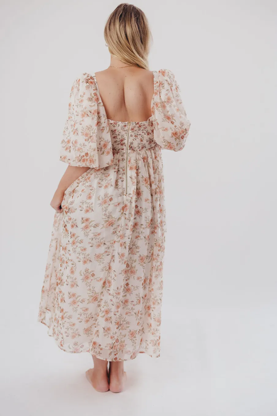 Sale Worth Collective Harlow Maxi Dress in Ivory Floral - Bump Friendly & Inclusive Sizing (