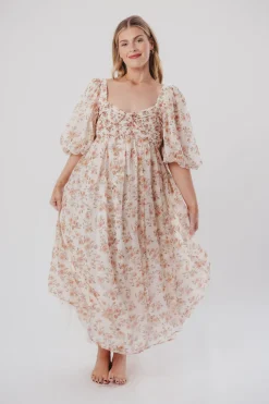 Sale Worth Collective Harlow Maxi Dress in Ivory Floral - Bump Friendly & Inclusive Sizing (