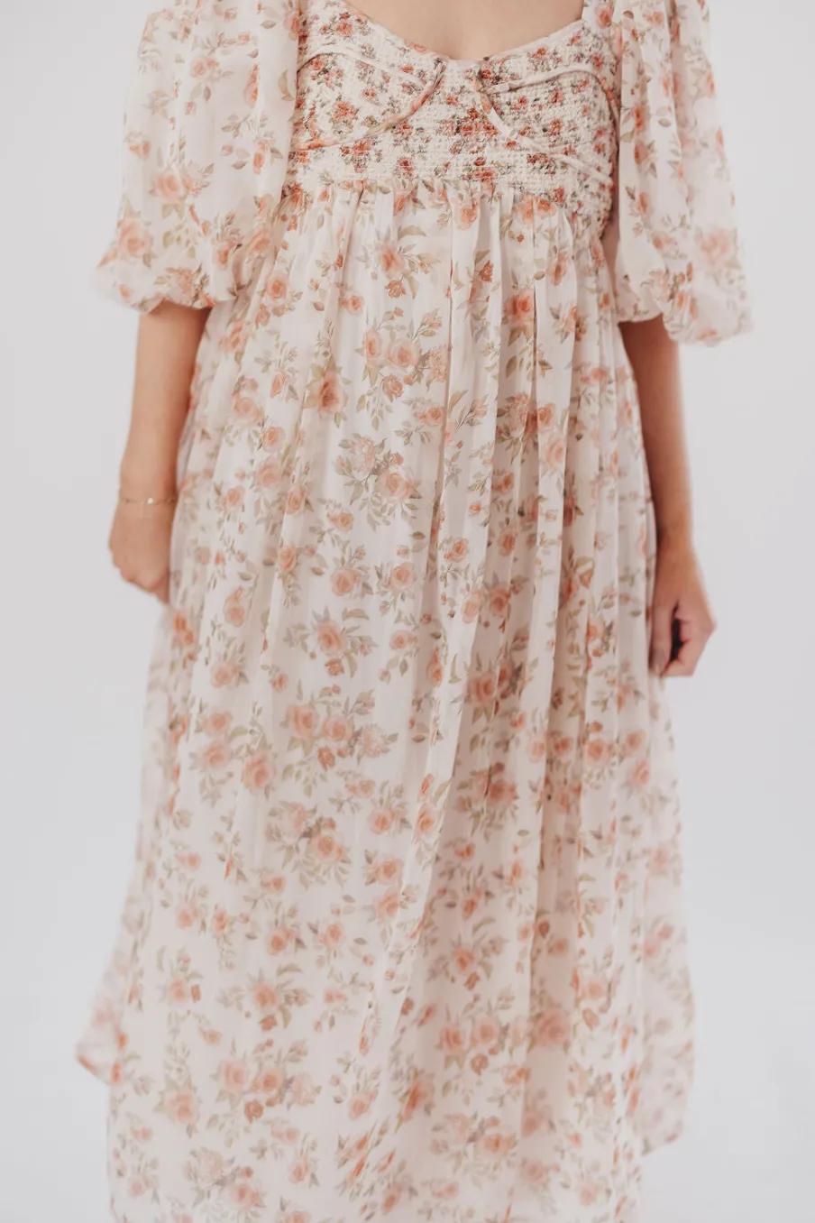 Sale Worth Collective Harlow Maxi Dress in Ivory Floral - Bump Friendly & Inclusive Sizing (