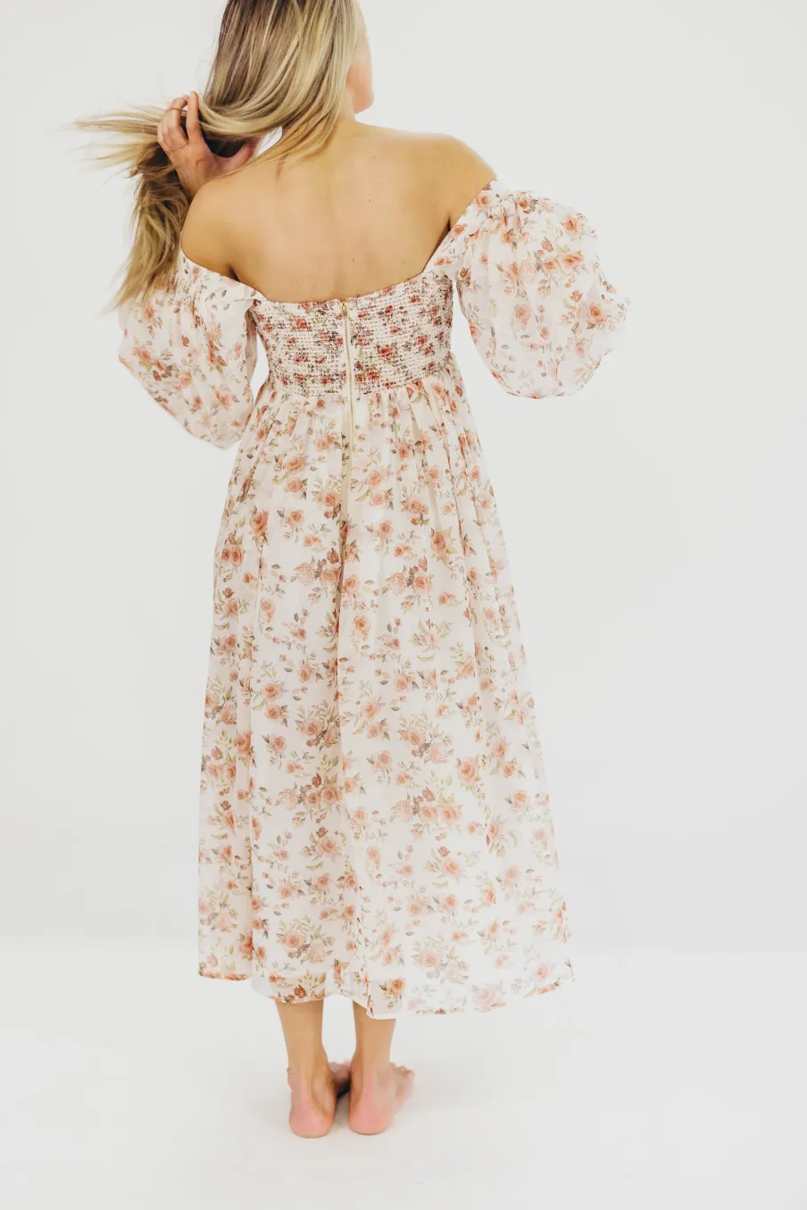 Sale Worth Collective Harlow Maxi Dress in Ivory Floral - Bump Friendly & Inclusive Sizing (