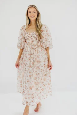Sale Worth Collective Harlow Maxi Dress in Ivory Floral - Bump Friendly & Inclusive Sizing (