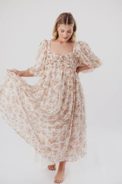 Sale Worth Collective Harlow Maxi Dress in Ivory Floral - Bump Friendly & Inclusive Sizing (