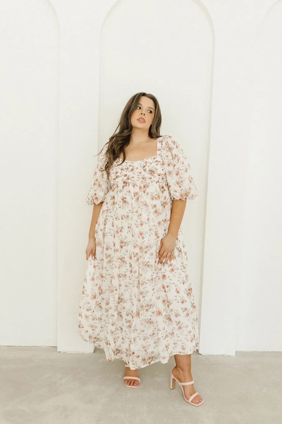 Sale Worth Collective Harlow Maxi Dress in Ivory Floral - Bump Friendly & Inclusive Sizing (