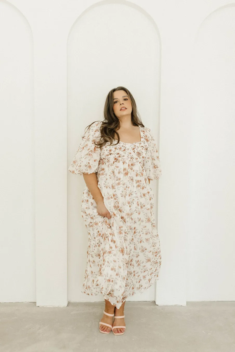 Sale Worth Collective Harlow Maxi Dress in Ivory Floral - Bump Friendly & Inclusive Sizing (