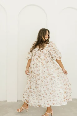 Sale Worth Collective Harlow Maxi Dress in Ivory Floral - Bump Friendly & Inclusive Sizing (
