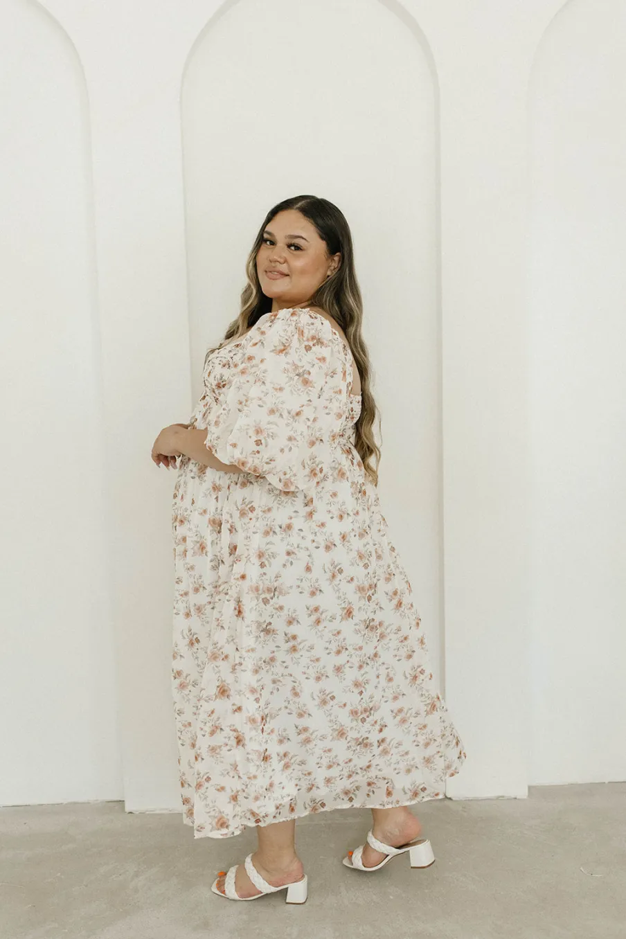 Sale Worth Collective Harlow Maxi Dress in Ivory Floral - Bump Friendly & Inclusive Sizing (