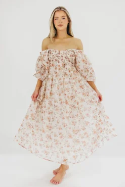 Sale Worth Collective Harlow Maxi Dress in Ivory Floral - Bump Friendly & Inclusive Sizing (