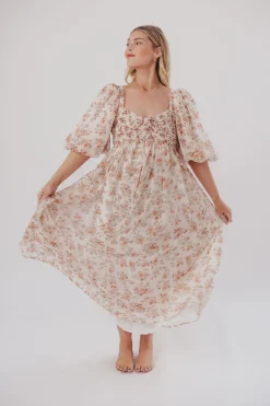 Sale Worth Collective Harlow Maxi Dress in Ivory Floral - Bump Friendly & Inclusive Sizing (
