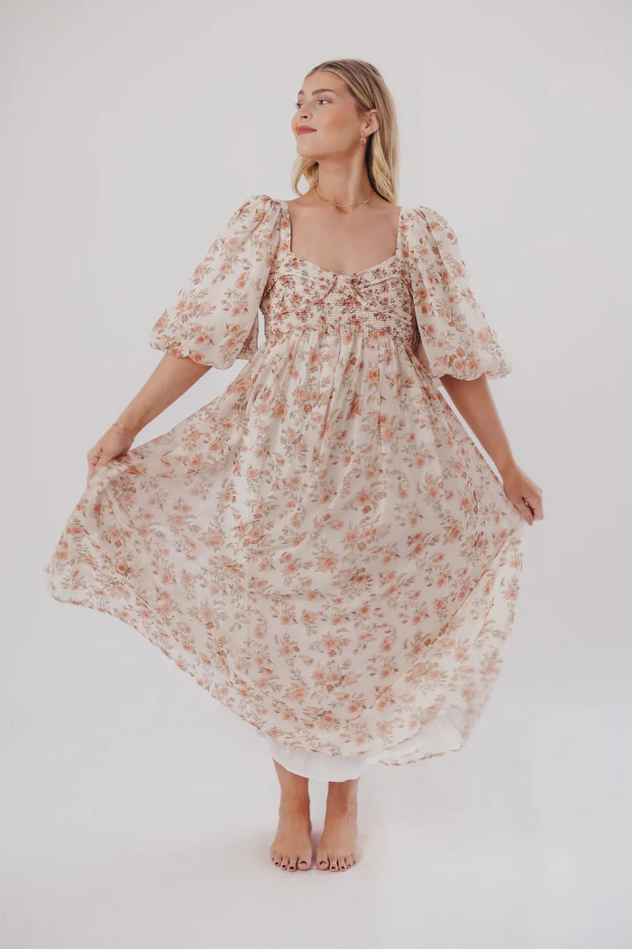 Sale Worth Collective Harlow Maxi Dress in Ivory Floral - Bump Friendly & Inclusive Sizing (