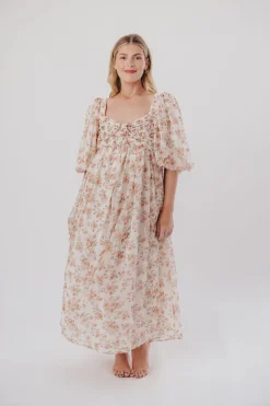 Sale Worth Collective Harlow Maxi Dress in Ivory Floral - Bump Friendly & Inclusive Sizing (