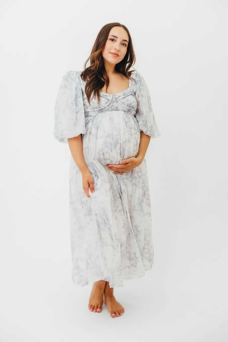 Discount Worth Collective Harlow Maxi Dress in Light Blue Floral - Bump Friendly and Size Inclus