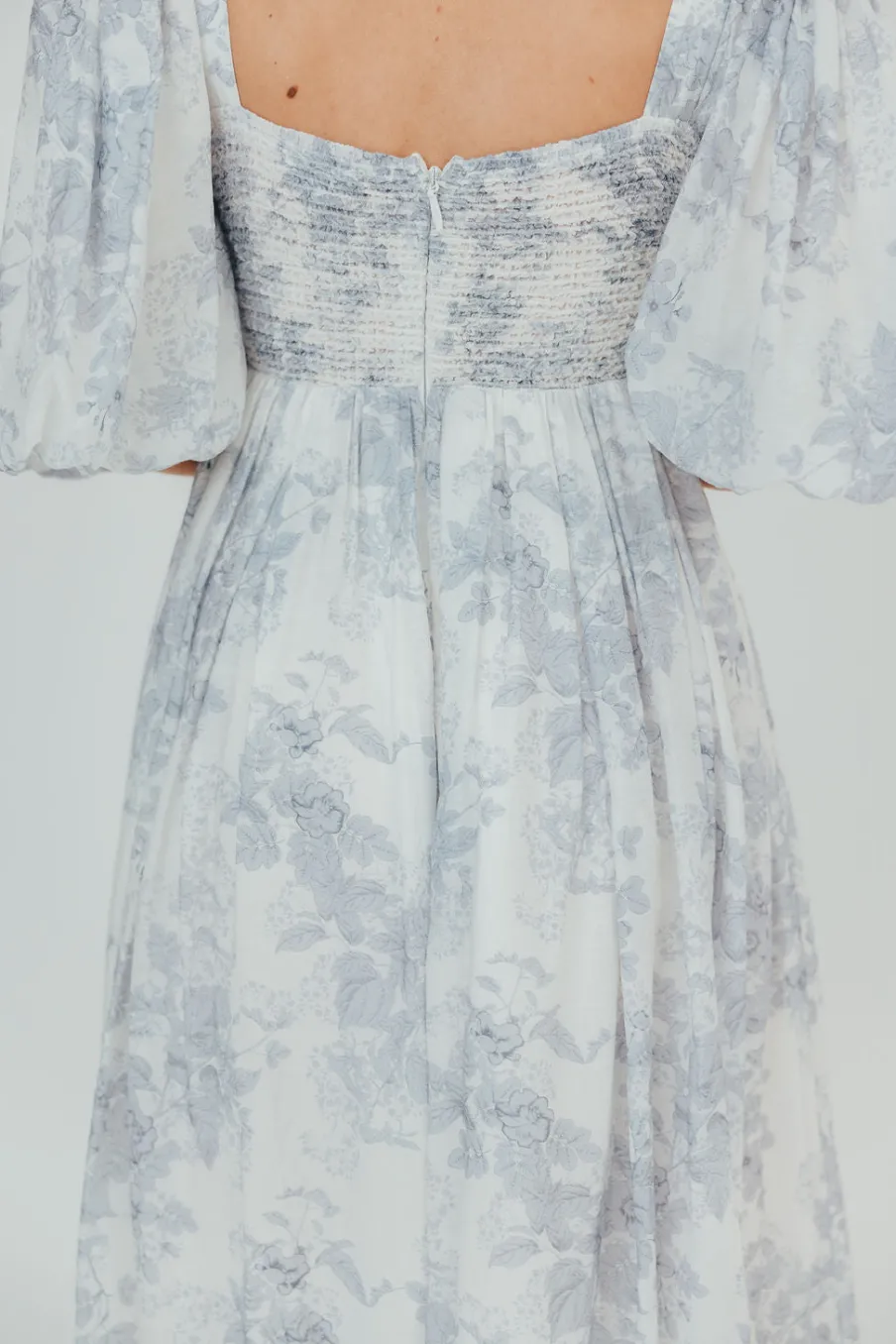 Discount Worth Collective Harlow Maxi Dress in Light Blue Floral - Bump Friendly and Size Inclus