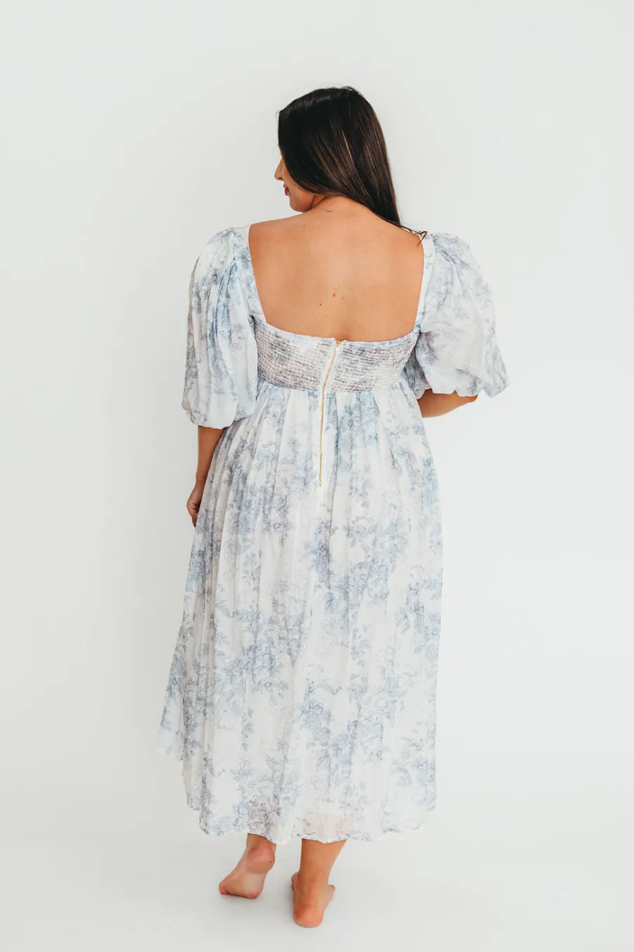 Discount Worth Collective Harlow Maxi Dress in Light Blue Floral - Bump Friendly and Size Inclus