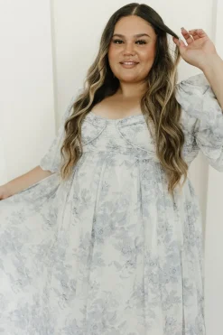 Discount Worth Collective Harlow Maxi Dress in Light Blue Floral - Bump Friendly and Size Inclus