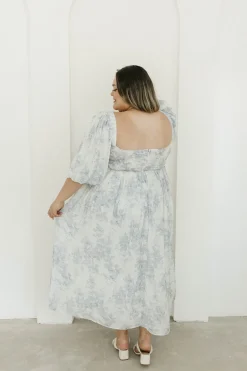 Discount Worth Collective Harlow Maxi Dress in Light Blue Floral - Bump Friendly and Size Inclus