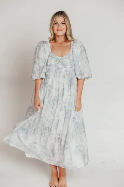Discount Worth Collective Harlow Maxi Dress in Light Blue Floral - Bump Friendly and Size Inclus