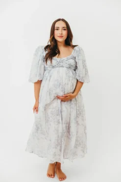 Discount Worth Collective Harlow Maxi Dress in Light Blue Floral - Bump Friendly and Size Inclus