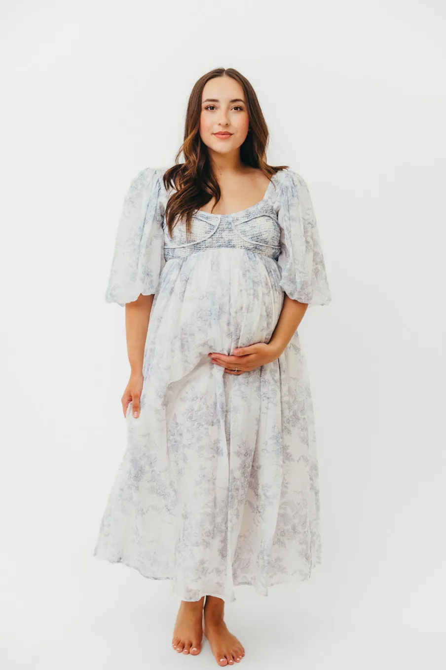 Discount Worth Collective Harlow Maxi Dress in Light Blue Floral - Bump Friendly and Size Inclus