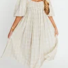 Best Worth Collective Harlow Maxi Dress in Natural Plaid - Bump Friendly (S-3XL)