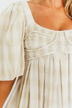 Best Worth Collective Harlow Maxi Dress in Natural Plaid - Bump Friendly (S-3XL)