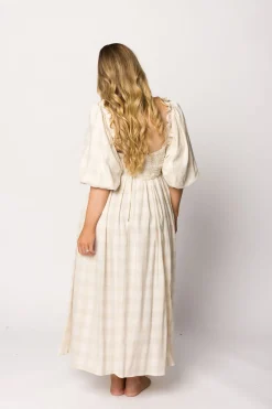 Best Worth Collective Harlow Maxi Dress in Natural Plaid - Bump Friendly (S-3XL)