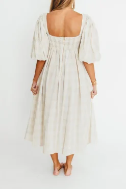 Best Worth Collective Harlow Maxi Dress in Natural Plaid - Bump Friendly (S-3XL)