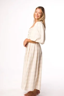 Best Worth Collective Harlow Maxi Dress in Natural Plaid - Bump Friendly (S-3XL)