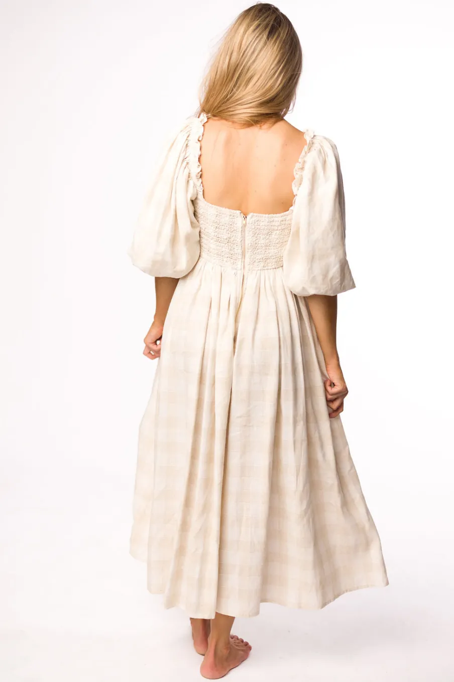 Best Worth Collective Harlow Maxi Dress in Natural Plaid - Bump Friendly (S-3XL)