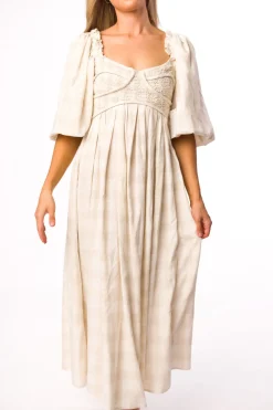 Best Worth Collective Harlow Maxi Dress in Natural Plaid - Bump Friendly (S-3XL)
