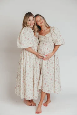 Online Worth Collective Harlow Maxi Dress in Off-White Floral - Bump Friendly & Inclusive Sizi