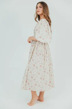 Online Worth Collective Harlow Maxi Dress in Off-White Floral - Bump Friendly & Inclusive Sizi