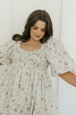 Online Worth Collective Harlow Maxi Dress in Off-White Floral - Bump Friendly & Inclusive Sizi