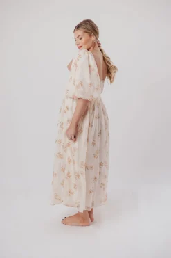 New Worth Collective Harlow Maxi Dress in Taupe Floral - Bump Friendly & Inclusive Sizing (