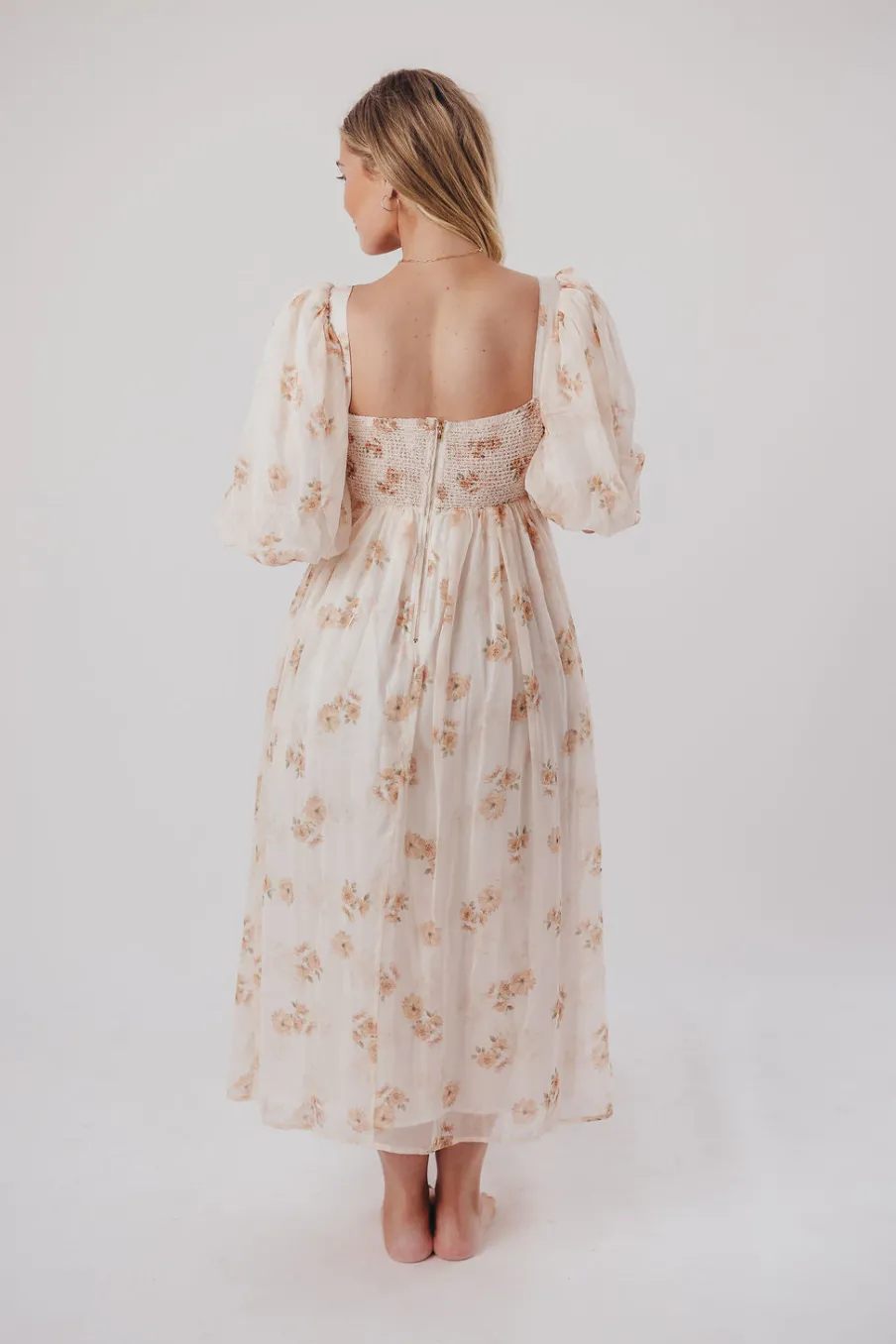 New Worth Collective Harlow Maxi Dress in Taupe Floral - Bump Friendly & Inclusive Sizing (