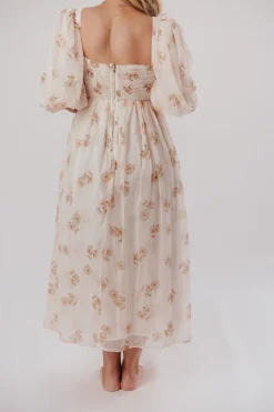 New Worth Collective Harlow Maxi Dress in Taupe Floral - Bump Friendly & Inclusive Sizing (