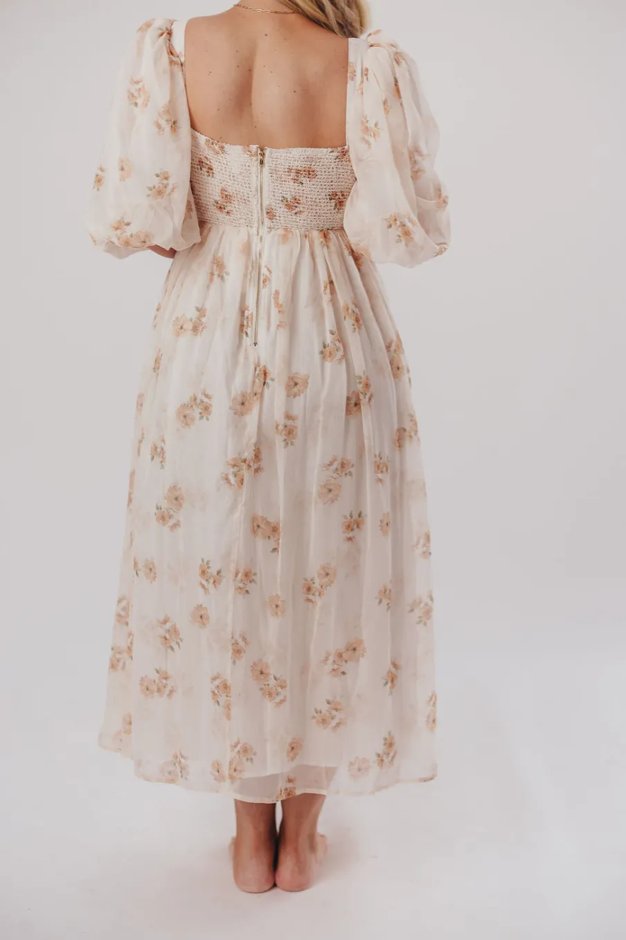 New Worth Collective Harlow Maxi Dress in Taupe Floral - Bump Friendly & Inclusive Sizing (