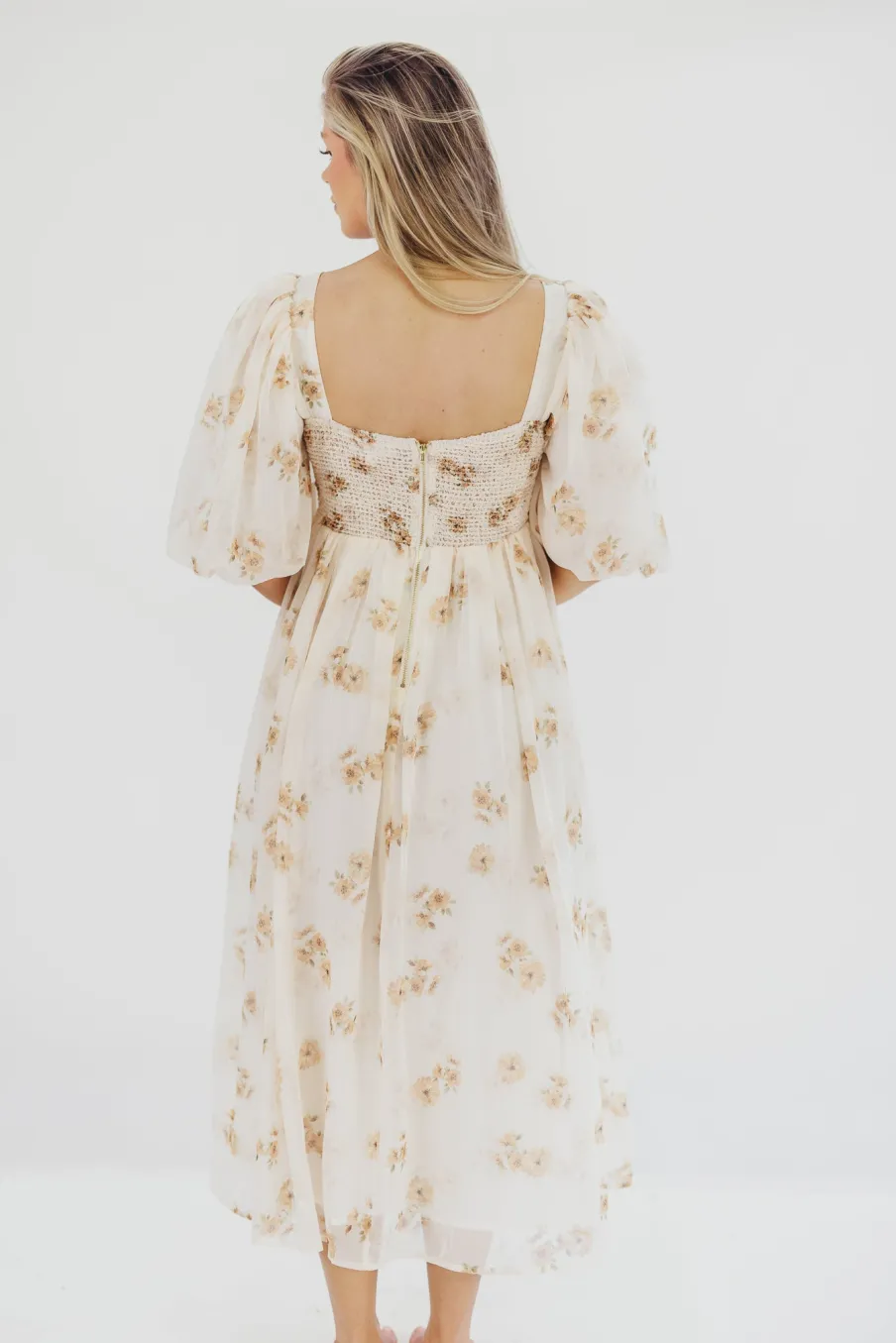 New Worth Collective Harlow Maxi Dress in Taupe Floral - Bump Friendly & Inclusive Sizing (