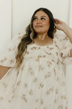 New Worth Collective Harlow Maxi Dress in Taupe Floral - Bump Friendly & Inclusive Sizing (