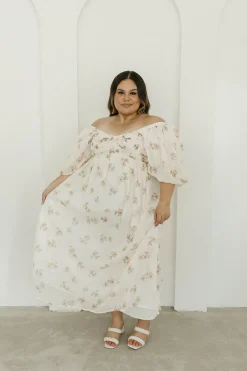 New Worth Collective Harlow Maxi Dress in Taupe Floral - Bump Friendly & Inclusive Sizing (