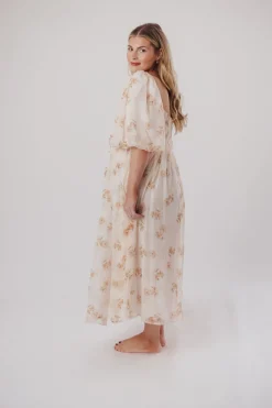 New Worth Collective Harlow Maxi Dress in Taupe Floral - Bump Friendly & Inclusive Sizing (