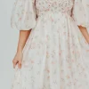 Clearance Worth Collective Harlow Maxi Dress in Tiny Pink Floral - Bump Friendly & Inclusive Sizi