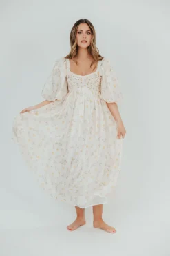 Fashion Worth Collective Harlow Maxi Dress in Tiny Yellow Floral - Bump Friendly & Inclusive Si