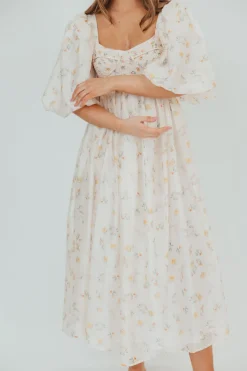 Fashion Worth Collective Harlow Maxi Dress in Tiny Yellow Floral - Bump Friendly & Inclusive Si