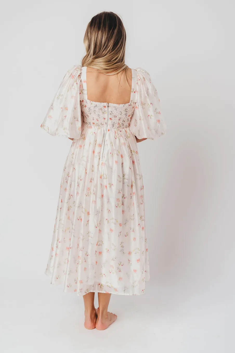 Clearance Worth Collective Harlow Maxi Dress in Tiny Pink Floral - Bump Friendly & Inclusive Sizi