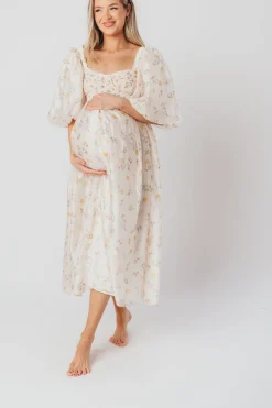Fashion Worth Collective Harlow Maxi Dress in Tiny Yellow Floral - Bump Friendly & Inclusive Si