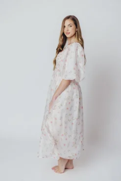 Clearance Worth Collective Harlow Maxi Dress in Tiny Pink Floral - Bump Friendly & Inclusive Sizi