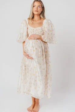Fashion Worth Collective Harlow Maxi Dress in Tiny Yellow Floral - Bump Friendly & Inclusive Si