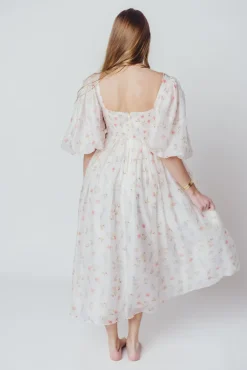 Clearance Worth Collective Harlow Maxi Dress in Tiny Pink Floral - Bump Friendly & Inclusive Sizi
